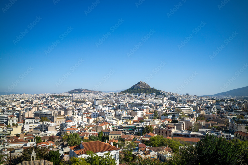 Aerial view of Athens Greece sprawling historic city in Europe