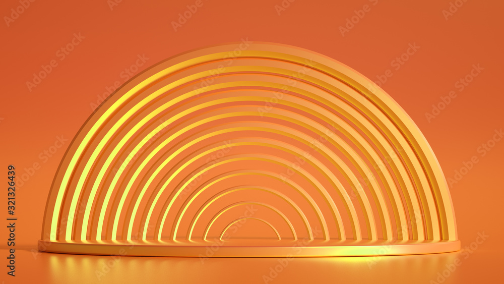 Obraz premium Elegant metal background with pedestal, podium and studio. 3d illustration, 3d rendering.