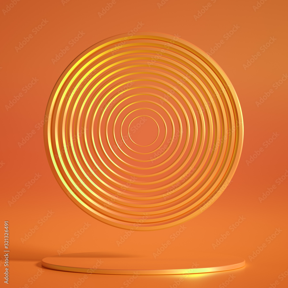 Fototapeta premium Elegant metal background with pedestal, podium and studio. 3d illustration, 3d rendering.