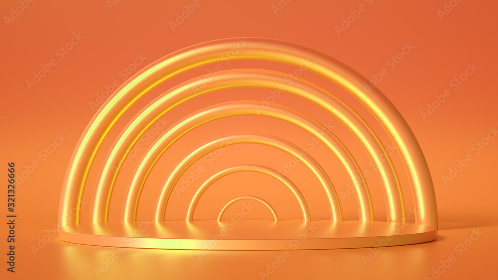 Obraz premium Elegant metal background with pedestal, podium and studio. 3d illustration, 3d rendering.