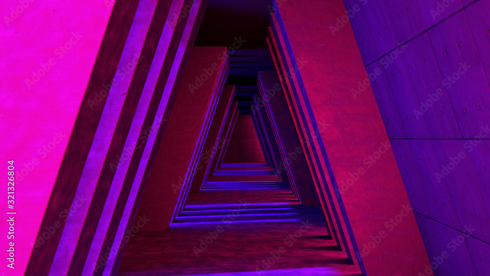 Fototapeta premium Futuristic sci-fi cyberpunk interior with neon lights