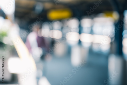 Blur image of People passing through Wellington Railway Station  New Zealand