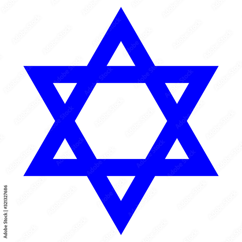 Star of David with the flag of Israel. Icon on a white background in isolation, flat vector illustration Star of David with the flag of Israel. Icon on a white background in isolation, flat vector illustration