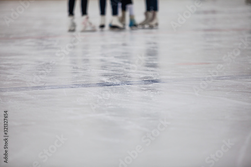 Canvas Print Ice ring background, closep. Winter sports skating
