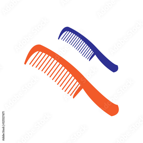 A plastic comb for styling and combing hair flat vector icon
