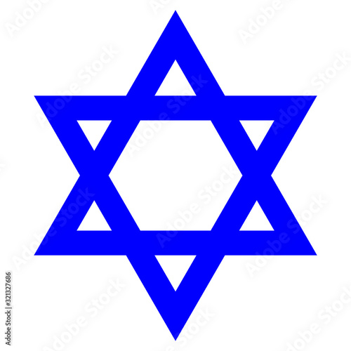 Star of David with the flag of Israel. Icon on a white background in isolation, flat vector illustration
