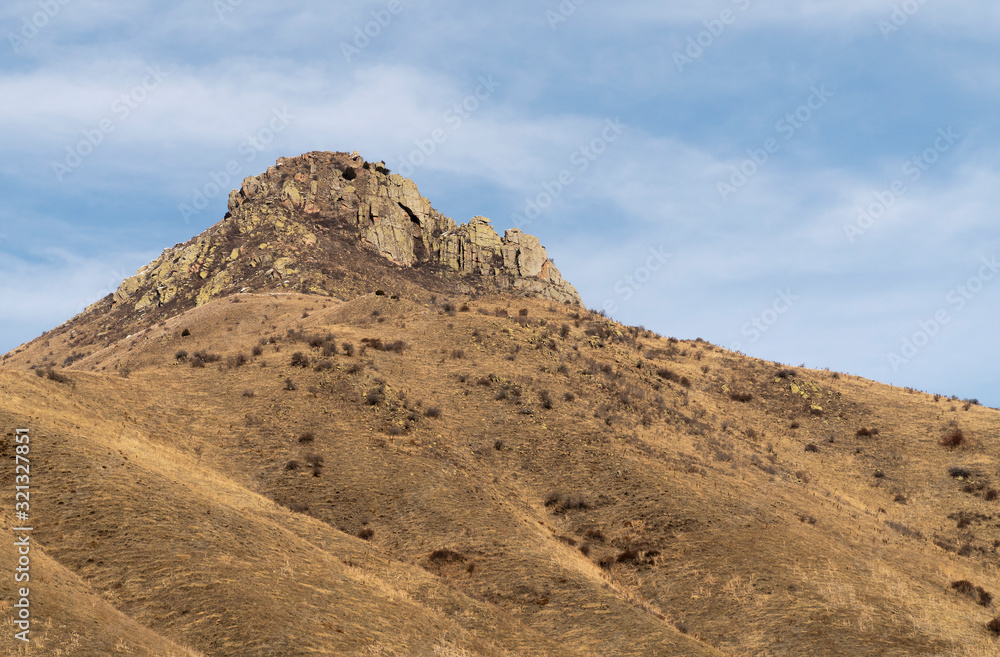 Beautiful hill with blue sky and nice clouds