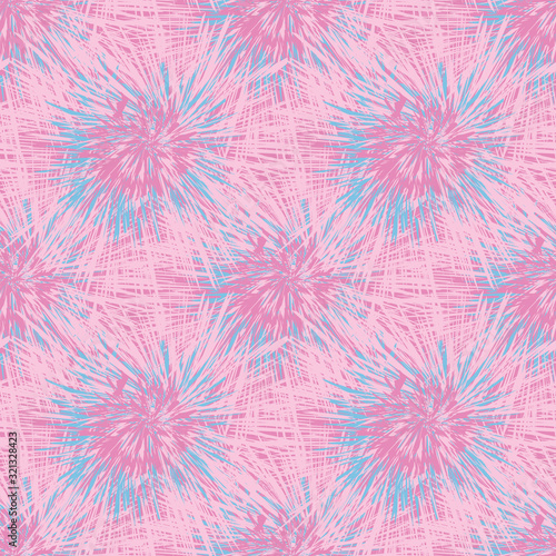 Pink tie dye inspired abstract seamless vector pattern. Decorative surface print design in pastel colors. Great for fabrics, stationery and packaging.