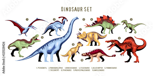 Fototapeta Naklejka Na Ścianę i Meble -  Dinosaur Color Set