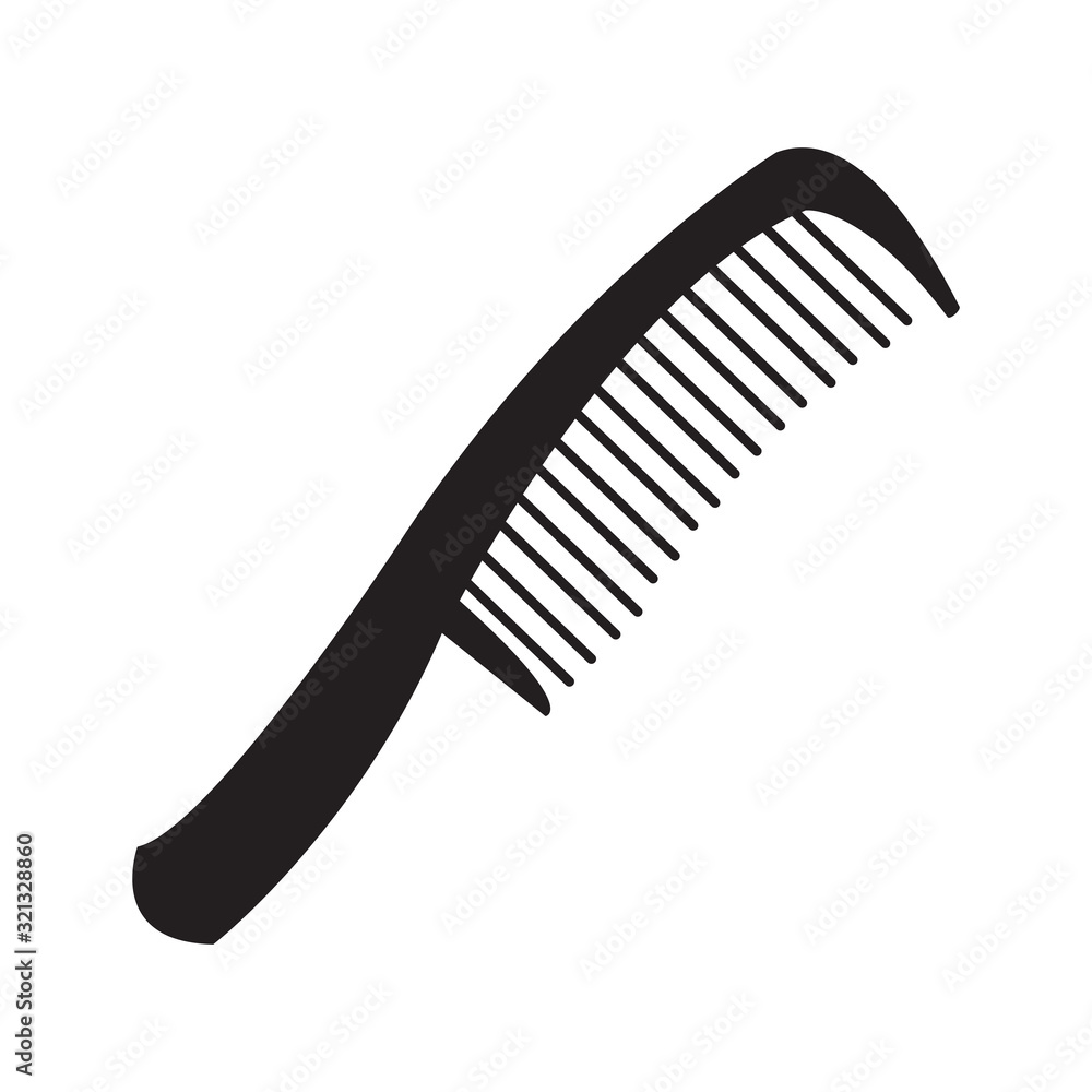 A plastic comb for styling and combing hair flat vector icon A plastic comb for styling and combing hair flat vector icon