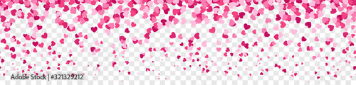 Falling pink hearts confetti rain seamless pattern background transparent isolated