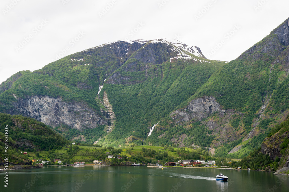 Flam / Norwegian. 05.29.2015. Panoramic view of the town of Flam in Norway