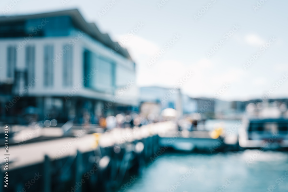 Obraz premium Blur image of Wellington City waterfront view in the capital of New Zealand