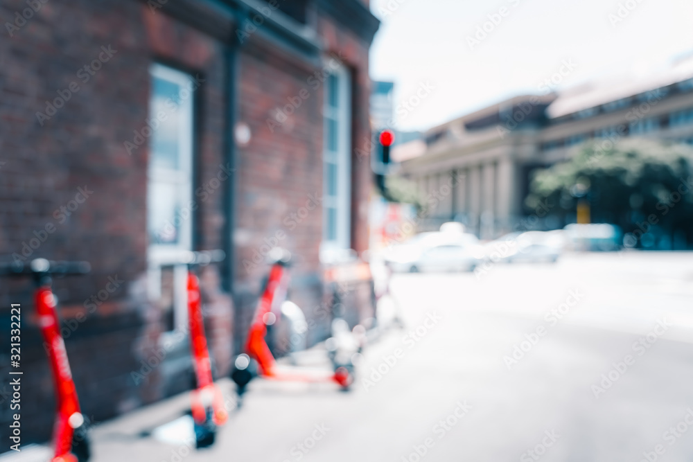 Fototapeta premium Blur image of Wellington City waterfront view in the capital of New Zealand