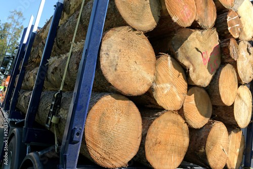 Holzbloche auf einem LKW - Wooden blocks on a truck photo