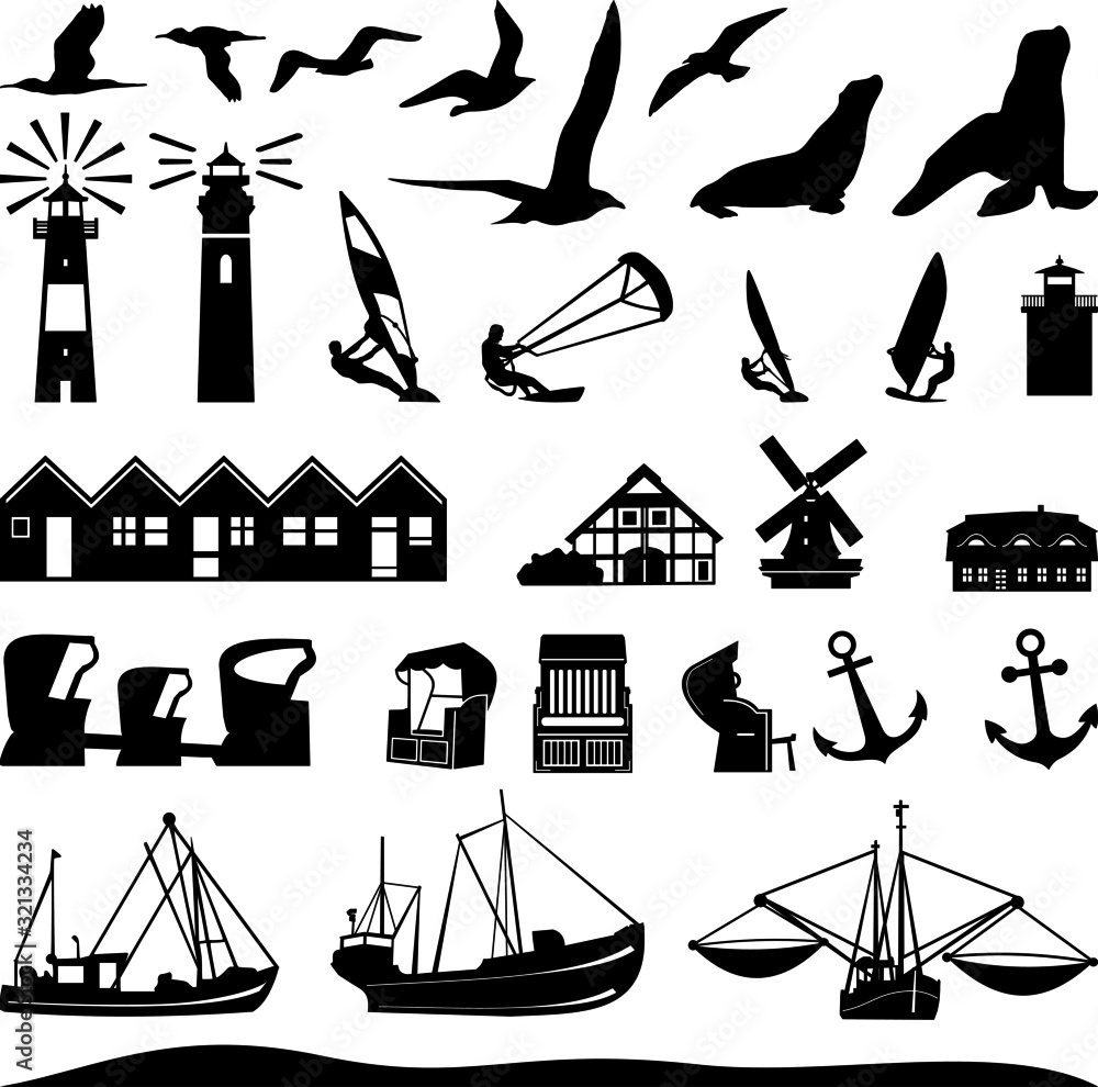 North Sea Silhouette Landscape Vector