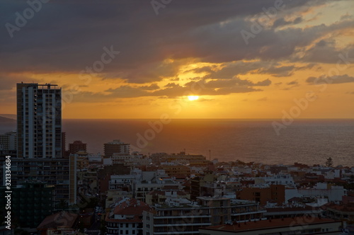  picturesque sunset on the Spanish island of Tenerife in the city of Puerto de la Cruz © Joanna Redesiuk