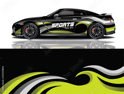 Sports car wrapping decal design