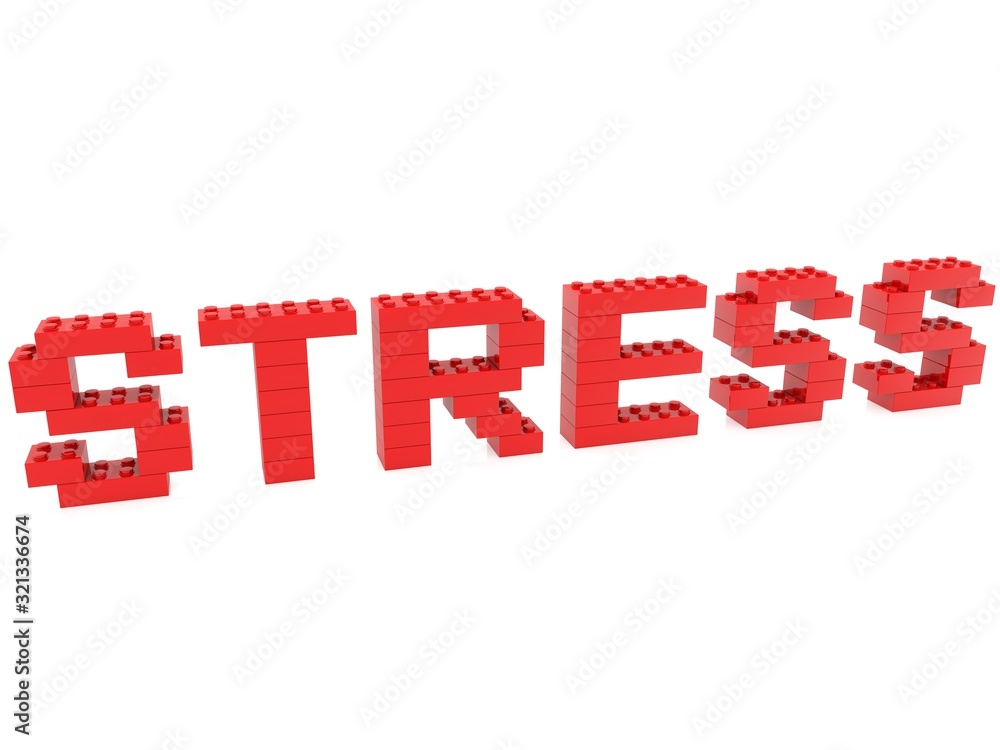 Stress concept of red toy bricks on white background Stress concept of red toy bricks on white background