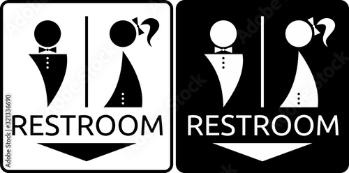 Man and women sign for restroom. Toilet icon great for any use. Illustration, vector