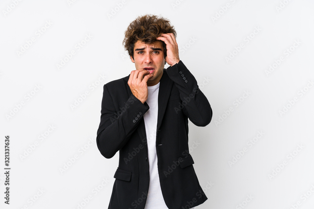 Young caucasian business man against a white background isolated whining and crying disconsolately. Young caucasian business man against a white background isolated whining and crying disconsolately.