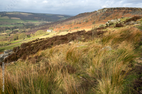 View of Curbar Edge in the Derbyshire Peak District, UK