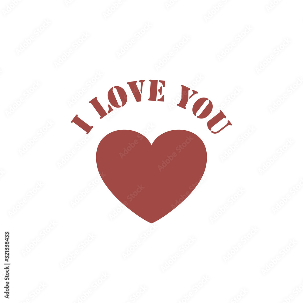 Love you lettering template for girlish t shirt print design. Valentine s Day greeting card. Vector illustration.
