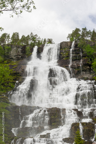 Tvindefossen waterfall in Flam Norway
