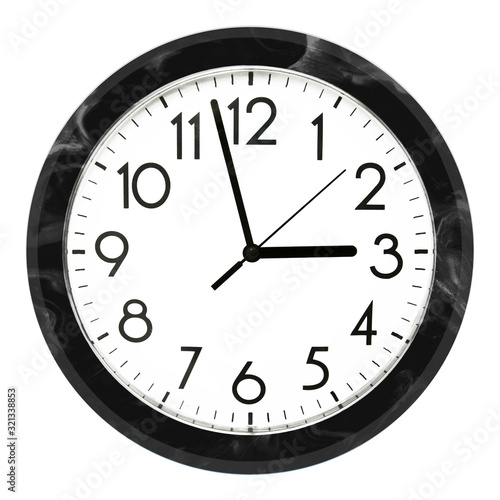 Blue wall clock. Isolated on white background. High quality photo.