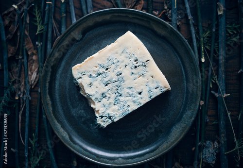 Italian cheese Gorgonzola in a plate delicious food 
