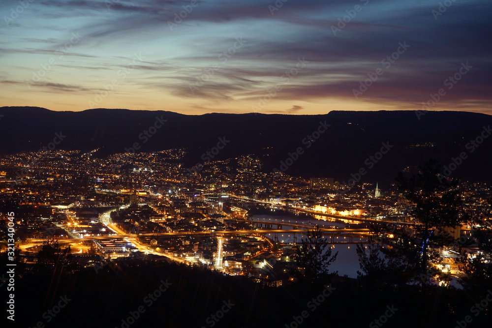 Drammen city while sunset, Norway