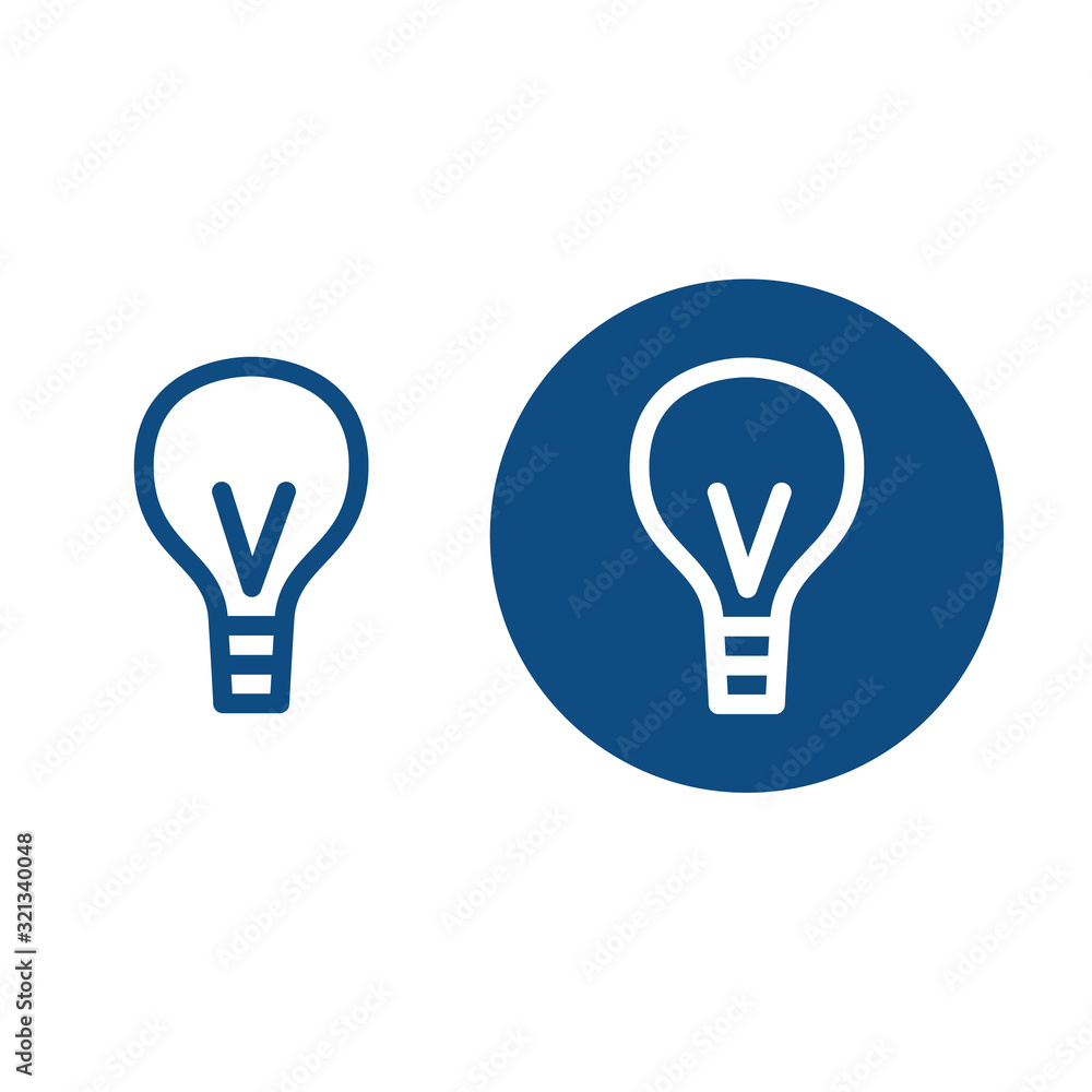 Silhouette of a classic incandescent light bulb. Symbol of idea. Two options. Vector blue icons. Silhouette of a classic incandescent light bulb. Symbol of idea. Two options. Vector blue icons.