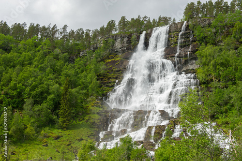 Tvindefossen waterfall in Flam Norway