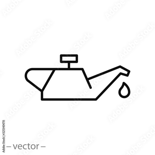 car oil icon, lubrication drop, change oil in engine automobile,thin line web symbol on white background - editable stroke vector illustration eps10