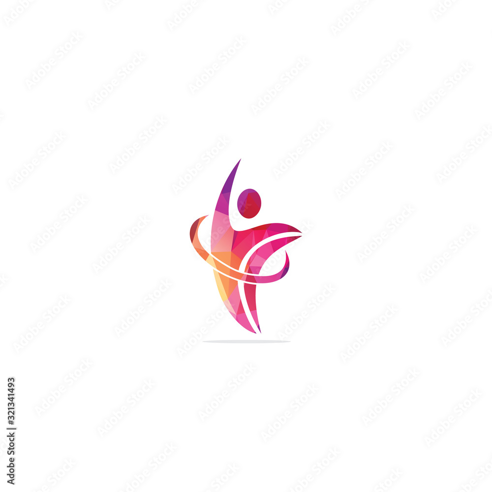 Obraz premium Human athlete silhouette in motion who crosses finish line and breaks through ribbon isolated logo vector.