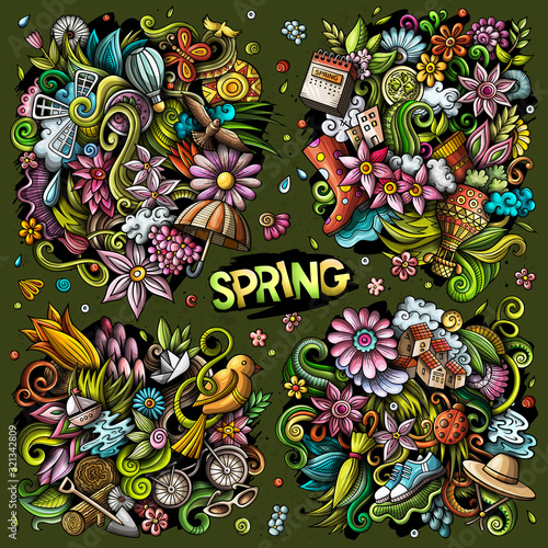 Set of Spring combinations of objects and elements.