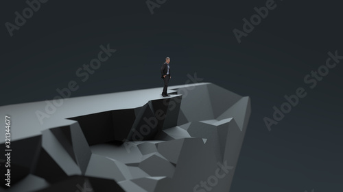 man standing on the edge of the abyss photo