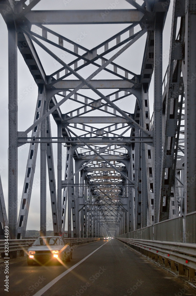 .Road, track. stormy weather, clouds. Geometrically correct bridge .Road, track. stormy weather, clouds. Geometrically correct bridge