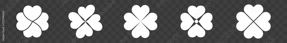 Shamrock Icon White | Shamrocks | Four Leaf Clover | Irish Symbol | St. Patrick's Day Logo | Luck Sign | Isolated | Variations Shamrock Icon White | Shamrocks | Four Leaf Clover | Irish Symbol | St. Patrick's Day Logo | Luck Sign | Isolated | Variations