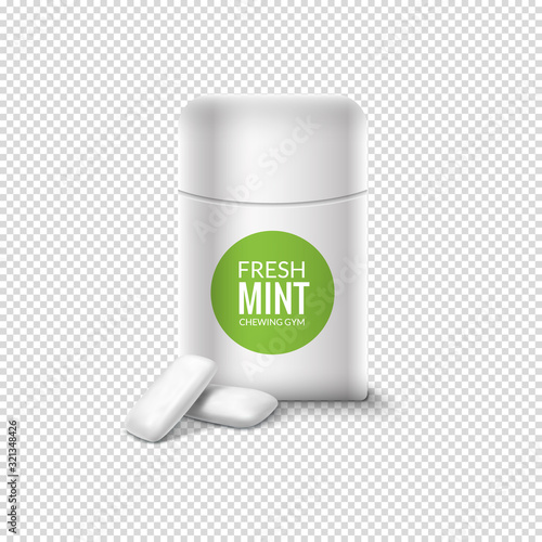 Chewing gum vector pack mint box candy fresh isolated template