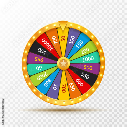 Wheel Of Fortune lottery luck illustration. Casino game of chance. Win fortune roulette. Gamble chance leisure