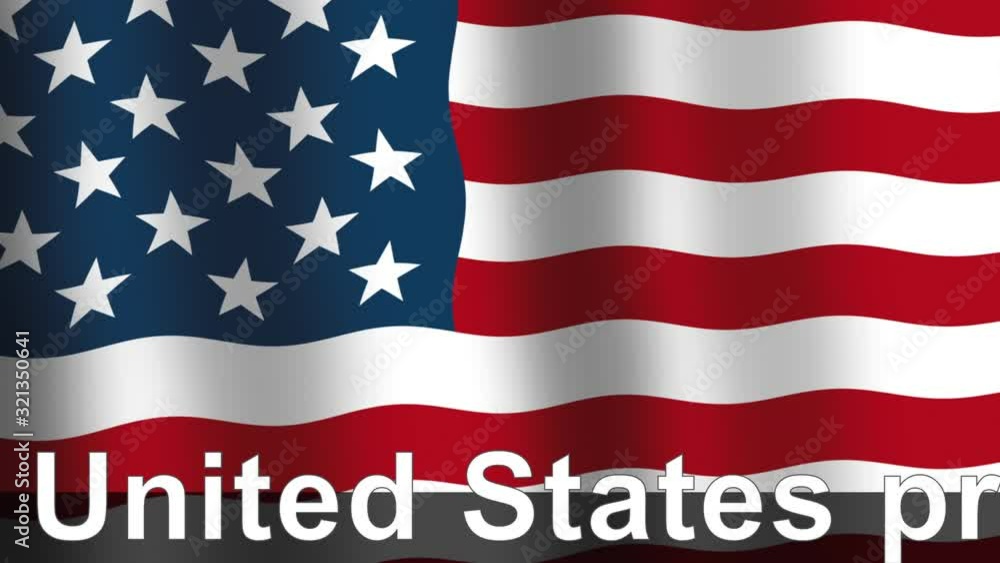 USA flag with running news text saying 2020 United States presidential election. USA flag with running news text saying 2020 United States presidential election.