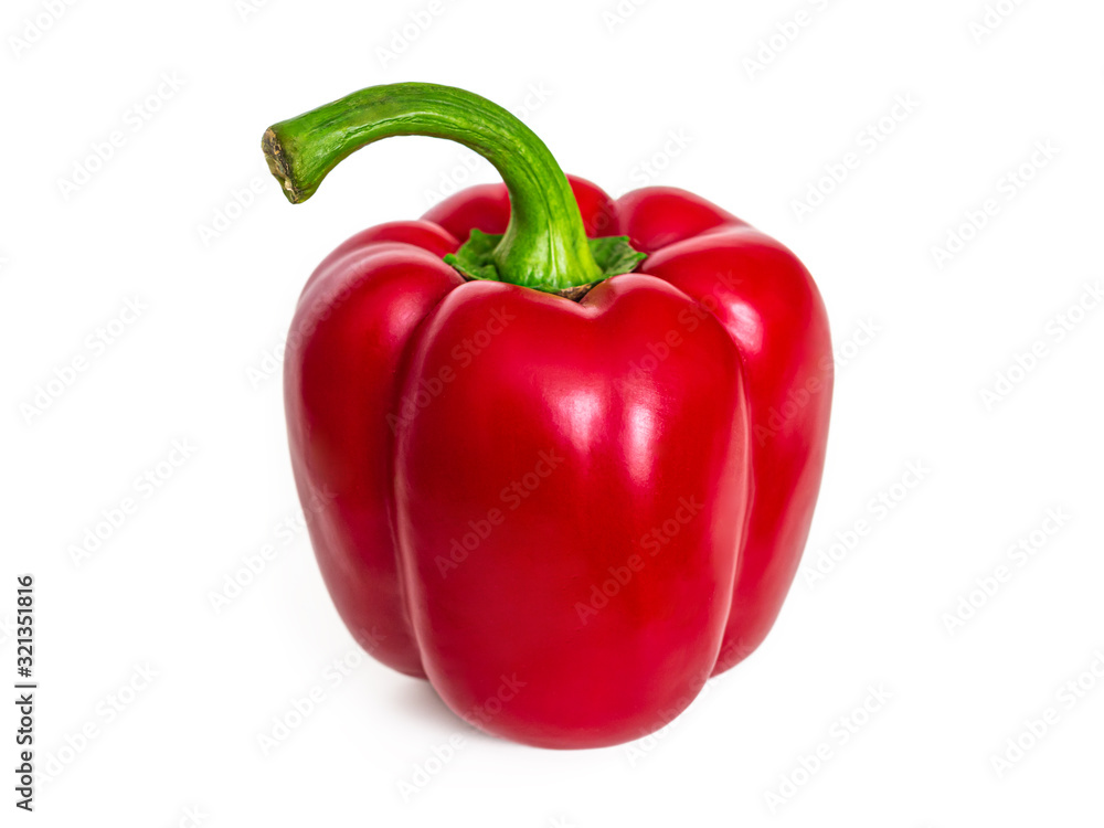Bright red bell pepper isolated on a white background Bright red bell pepper isolated on a white background