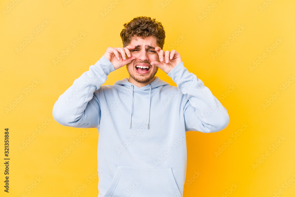 crying, unhappy with something, agony and confusion concept. crying, unhappy with something, agony and confusion concept.