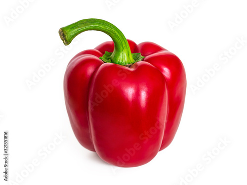 Bright red bell pepper isolated on a white background