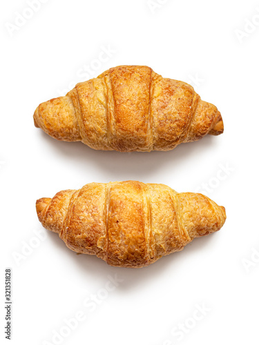 Stampa su tela Croissants with a Golden crust on a white background
