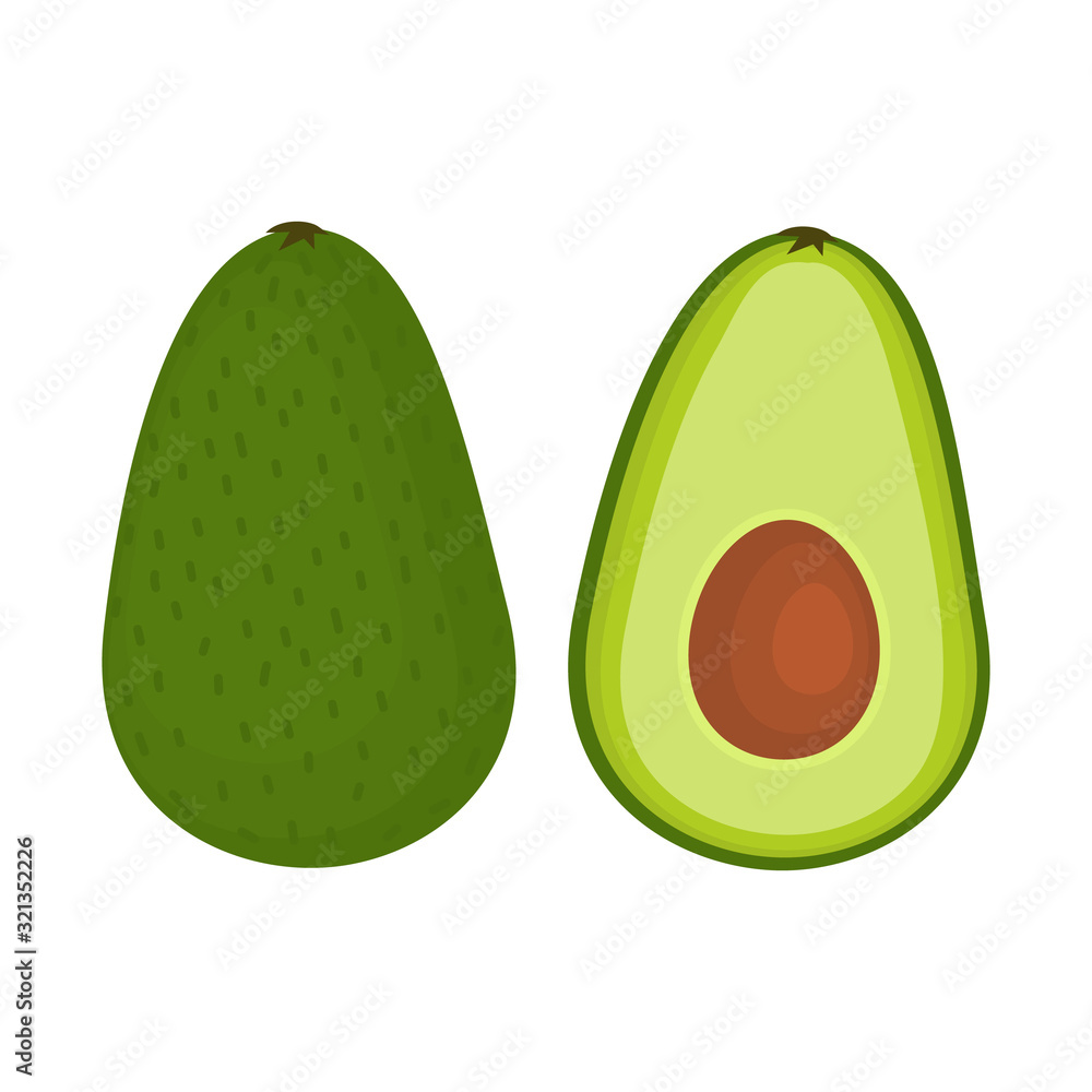 Avocado isolated on a white background. Vector illustration Avocado isolated on a white background. Vector illustration