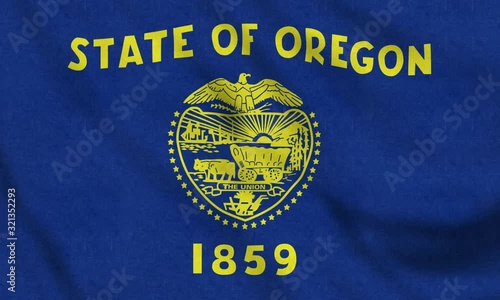 USA Flag of Oregon gently waving in the wind seamless loop animation