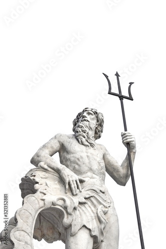 TRIESTE, ITALY January 10,2020. View at statue of Neptune on fountain in the piazza della Borsa in Trieste, Italy