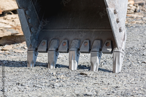 Excavator bucket. The bucket teeth.